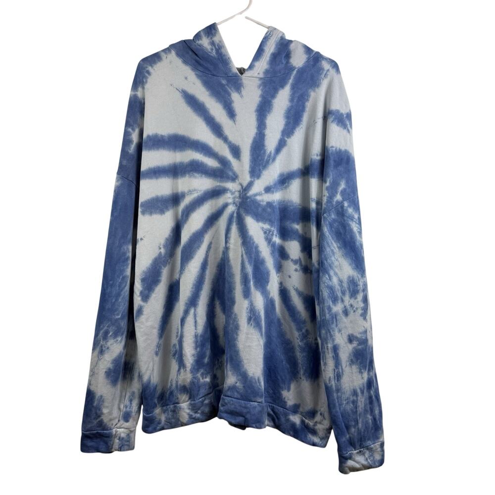 Long Tall Sally LTS Tie Dyed Hoodie Size 18-20 Blue White 100% Cotton Hippie